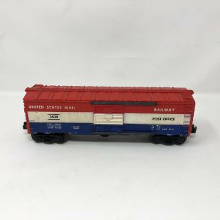 Vtg Lionel 3428 United States Mail Post Office Boxcar Red White Blue Usps Train