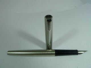 Vintage Parker 15 Fountain Pen Full Metal Body Medium Point Uk