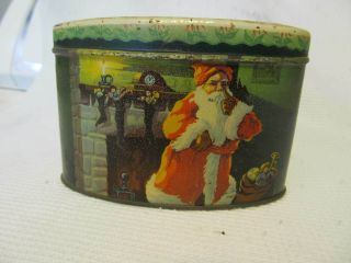 Vintage Tin Litho Still Bank Christmas Santa Scene Metal Toy