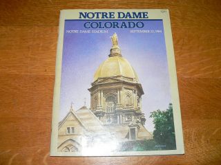 Vintage Notre Dame Vs Colorado Football Game Program September 22,  1984