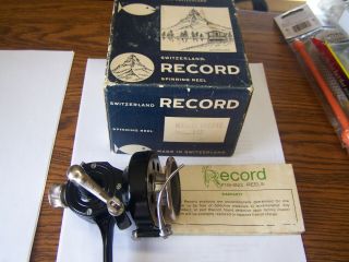 Vintage Switzerland Marine Record 500 Spinning Reel Lure Casting Nib Papers Ex,