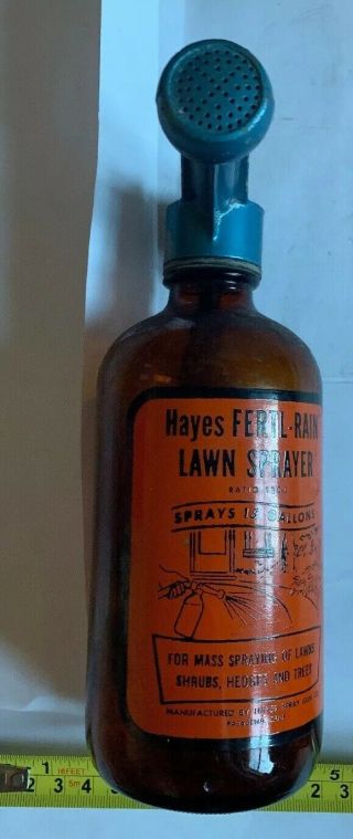 Vintage Hayes Fertl - Rain 15g Lawn Sprayer - Glass Bottle - Metal Nozzle