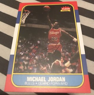 Autographed 1986 Fleer 57 Michael Jordan Basketball card Chicago Bulls 2