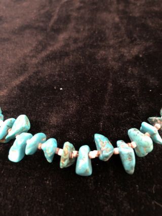 Authentic Vintage Native American Turquoise Nugget Necklace / Heishi 2