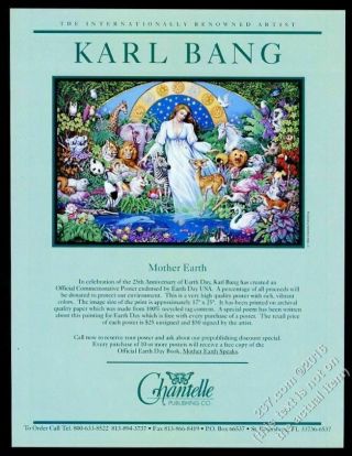 1995 Karl Bang Mother Earth Woman And Animals Art Chantelle Vintage Print Ad