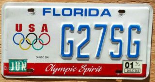 2001 Florida Specialty License Plate Number Tag – Olympic Spirit - $2.  99 Start