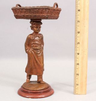 19thC Antique LOUIS KLEY French Bronze Sculpture,  Young Baker Boy Bread Basket 2