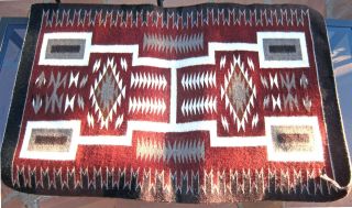 Vintage Fine Navajo Rug " Storm " Pattern Woven By Mary Many Beads