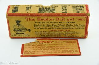 Vintage Heddon Empty Vamp Spook Antique Lure Brush Box Scarce Spook Insert Db3