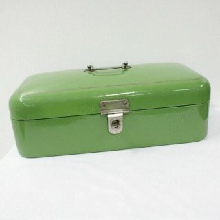 Vintage 1950s Green Dutch Enamel Bread Box Enamelware 710