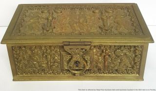 Antique 19c Erhard Sohne German Gilt Dore Bronze Cherub Trinket Jewelry Box