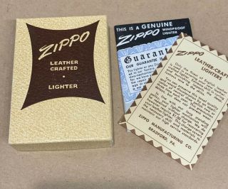 Vintage Zippo Leather Crafted Wind - Proof Lighter Box Only W/ Paperwork