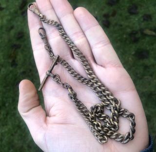Antique 18ct Rolled Gold Double Albert Pocket Watch Chain