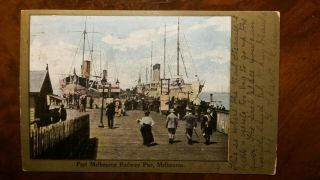 White Star Line Britannic (1) At Melbourne Trooping 1 Of 2 Voyages Rare Pocard