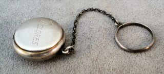 Vtg Sterling Silver Chatelaine Coin Purse Pill Box Tiny Compact On Finger Ring