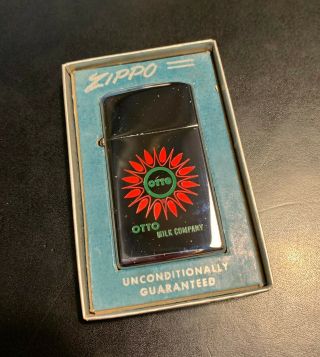 Vintage " Slim " Zippo Lighter Otto Milk Company Pittsburgh