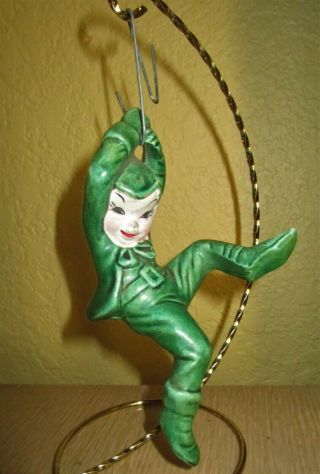 Vintage Hanging Green Elf Pixie Shelf Sitter Ceramic Christmas?