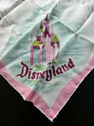 Vintage Disneyland Silk & Rayon Pink Edged Souvenir Scarf - Tomorowland,  Fantasy