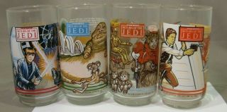 Star Wars Return Of The Jedi Complete Set Of 4 Vintage 1983 Burger King Glasses