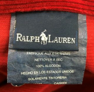 Set of 2 Vintage Ralph Lauren Polo Red Corduroy European Square Pillow Sham 2