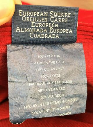 Set of 2 Vintage Ralph Lauren Polo Red Corduroy European Square Pillow Sham 3