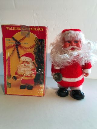 Vintage Walking Santa Claus Musical Toy Plays 3 Christmas Songs Boxed