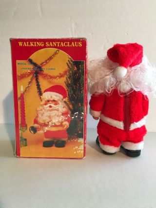 Vintage WALKING SANTA CLAUS Musical Toy Plays 3 Christmas Songs Boxed 3