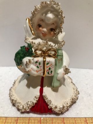 Vintage Mid Century Napco Spaghetti Trim Christmas Angel Figurine S116b Japan