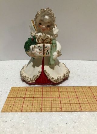 Vintage Mid Century Napco Spaghetti Trim Christmas Angel Figurine S116B Japan 2