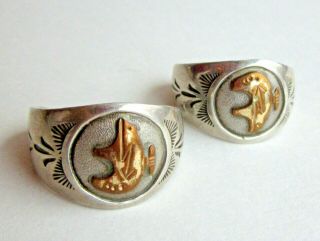 Vintage Sterling Silver Mike Smith Navajo Native American Pierced Hoop Earrings