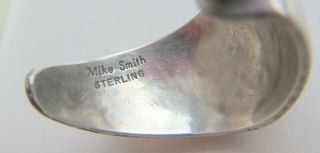 Vintage Sterling Silver MIKE SMITH Navajo Native American Pierced Hoop Earrings 2