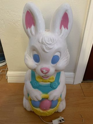 19 " Vintage Blow Mold Easter Bunny With Egg Basket