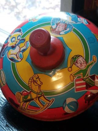 1950s Vintage Toys J.  Chein Tin Litho Carrousel Toy Top 1950s Made Usa