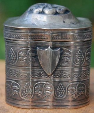 Early Antique Dutch Victorian Silver Peppermint Box Snuff