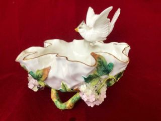 Rare Antique Moore Bros.  Porcelain Bird & Flower Bowl / Centrepiece.  C1890.