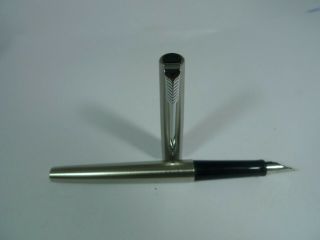 Vintage Parker 15 Fountain Pen Metal Chrome Body Uk