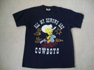 Vintage 90 ' s Looney Tunes Tweety DALLAS COWBOYS NFL T shirt M 2