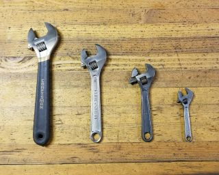 Vintage Adjustable Wrench Set • Craftsman Crescent Mechanics Machinist Tool ☆usa