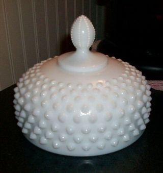 Vintage Fenton White Hobnail Milk Glass Dome Butter Cheese Dish Lid Only