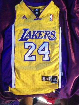 Kobe Bryant Los Angeles Lakers 24 Jersey Adidas Gold Youth Child Small S,  2