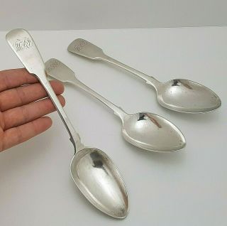 Three Antique Georgian 1831 Solid Sterling Silver Table Spoon William Eaton 246g