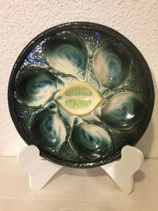 Oyster Plate St.  Clements France Hand Painted 9 3/4 " Vintage