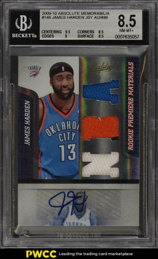 2009 Absolute Memorabilia James Harden Rc Auto Patch /499 146 Bgs 8.  5 (pwcc)