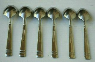 6 Vintage Reed & Barton Longwood II 18/8 Stainless Soup Spoons Flatware 2