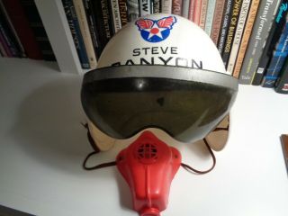 Vintage Steve Canyon Jet Helmet With Sun Visor And Oxygen Mask Ideal Toys 1959