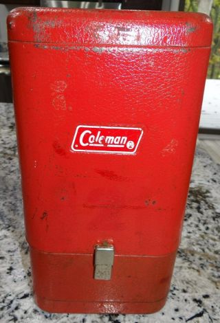 Coleman Lantern Carry Case Red Metal Storage Box Vtg Tin Steel (fits 200a) B