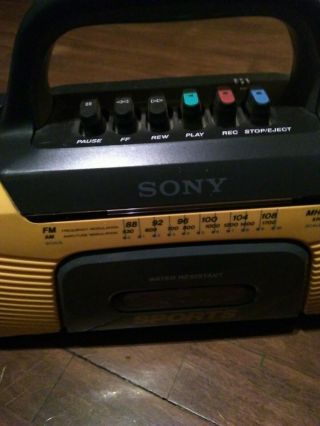 Vtg Sony Sports boombox WaterResistant AM/FM Cassette Recorder Yellow CFS - 903 2