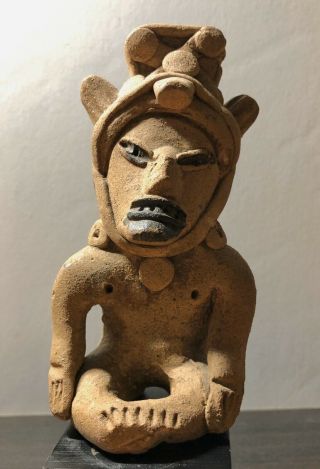 Pre Columbian Mexico,  Veracruz Seated Warrior Figure,  (300 - 700 Ce).