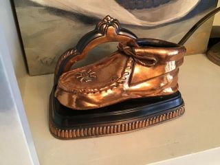 Vintage Bronze Native American Toddler Moccasin (one) Bookend Or Stand Alone