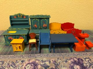 Vintage Miniature Wooden German Dollhouse Furniture Puppenmobel